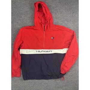 Tommy Hilfiger Pullover Jacket Mens XL Hooded Water Wind Resistant Nylon